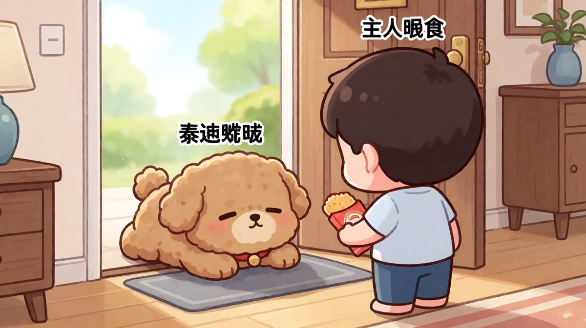 演技派泰迪在线伪装：我没听见我没听见……但尾巴诚实地出卖了我！
