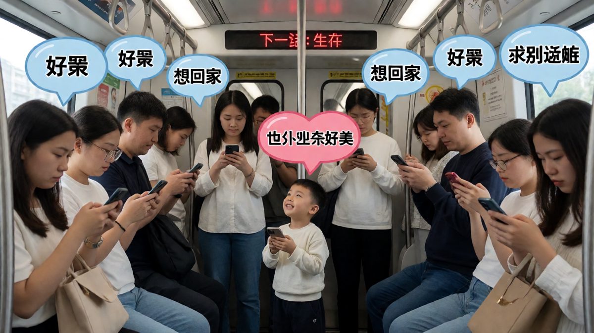 地铁早高峰众生相：除了孩子，没人相信美好