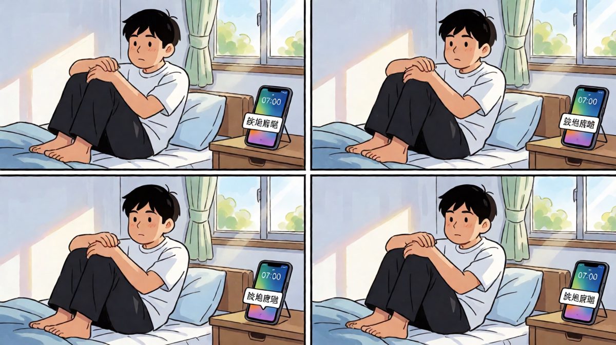 闹钟第一回合：准时响起，主人熟睡如泥。