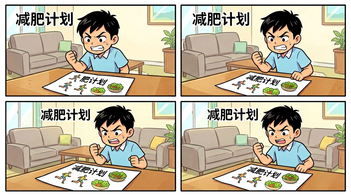 主人公雄心勃勃立下减肥flag