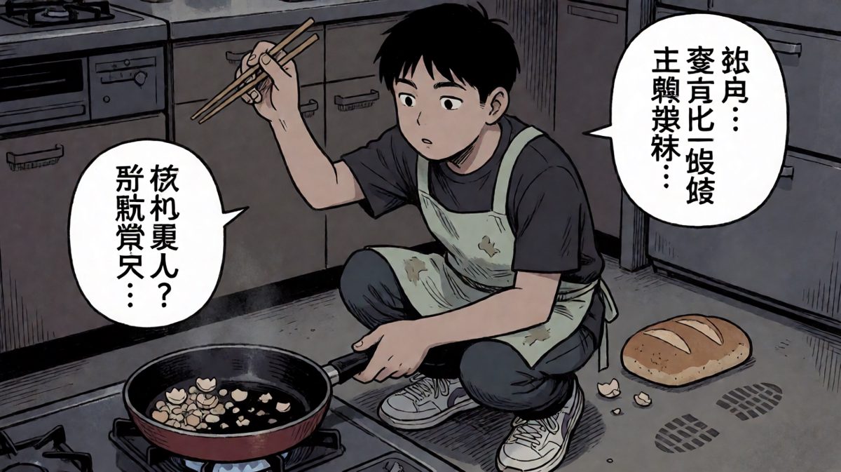 筷子夹掉了整块鸡蛋，鞋底还帮了倒忙。
