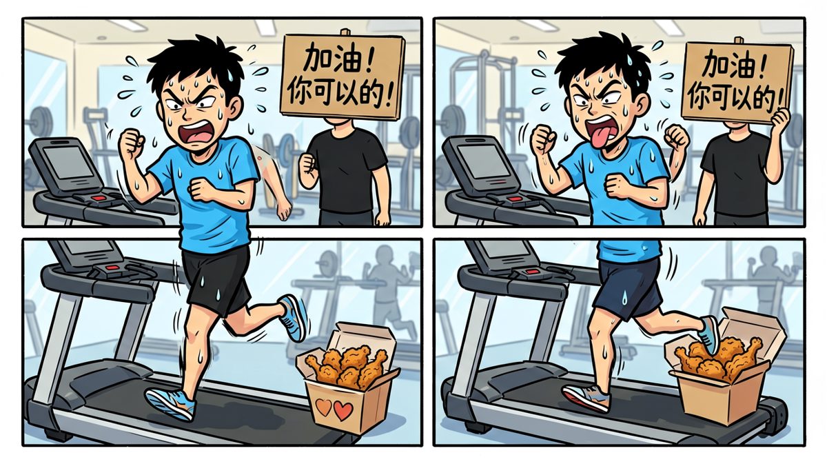 一边努力运动，一边偷偷点了炸鸡外卖