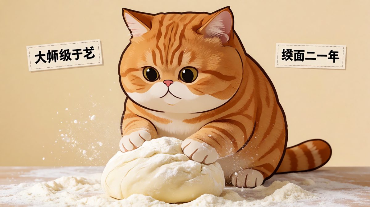 橘猫揉面大师，手法专业得让人怀疑它前世是面包师