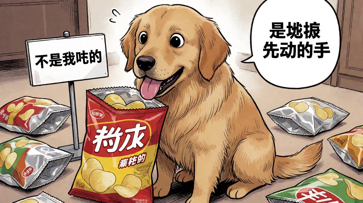 金毛偷吃被抓包，甩锅技能点满