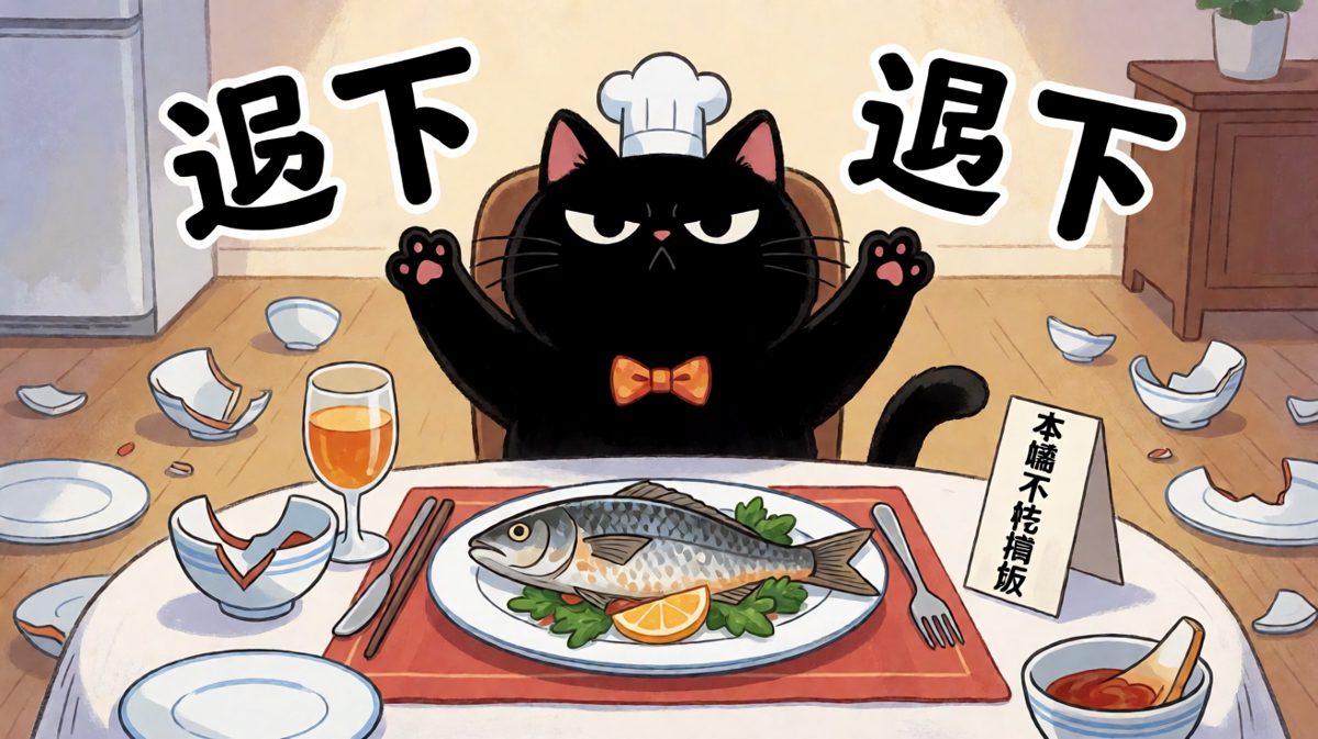 黑猫嫌弃大厨做的鱼，傲娇到令人发指