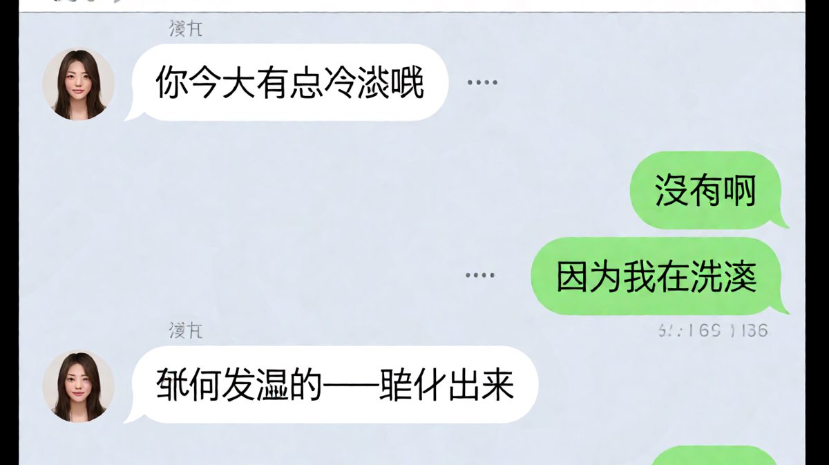 女生追问冷淡，男生借口洗澡，结果被反向抓包。