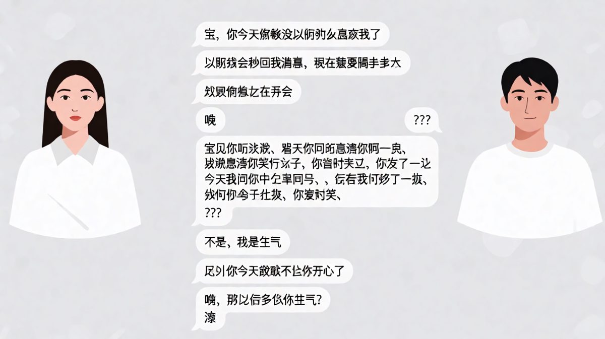 男生试图逻辑分析女友的不满，结果越描越黑，最终成功气跑对方。