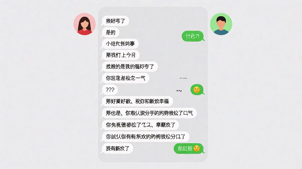 假怀孕事件引发分手对话，却发现两人都早已想分开，松一口气后默契和解。