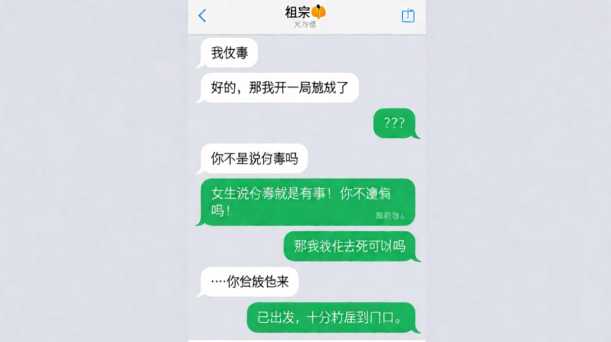 男生试图用极端方式终结对话，结果女生一句'过来'让他瞬间从摆烂切换到战斗状态。