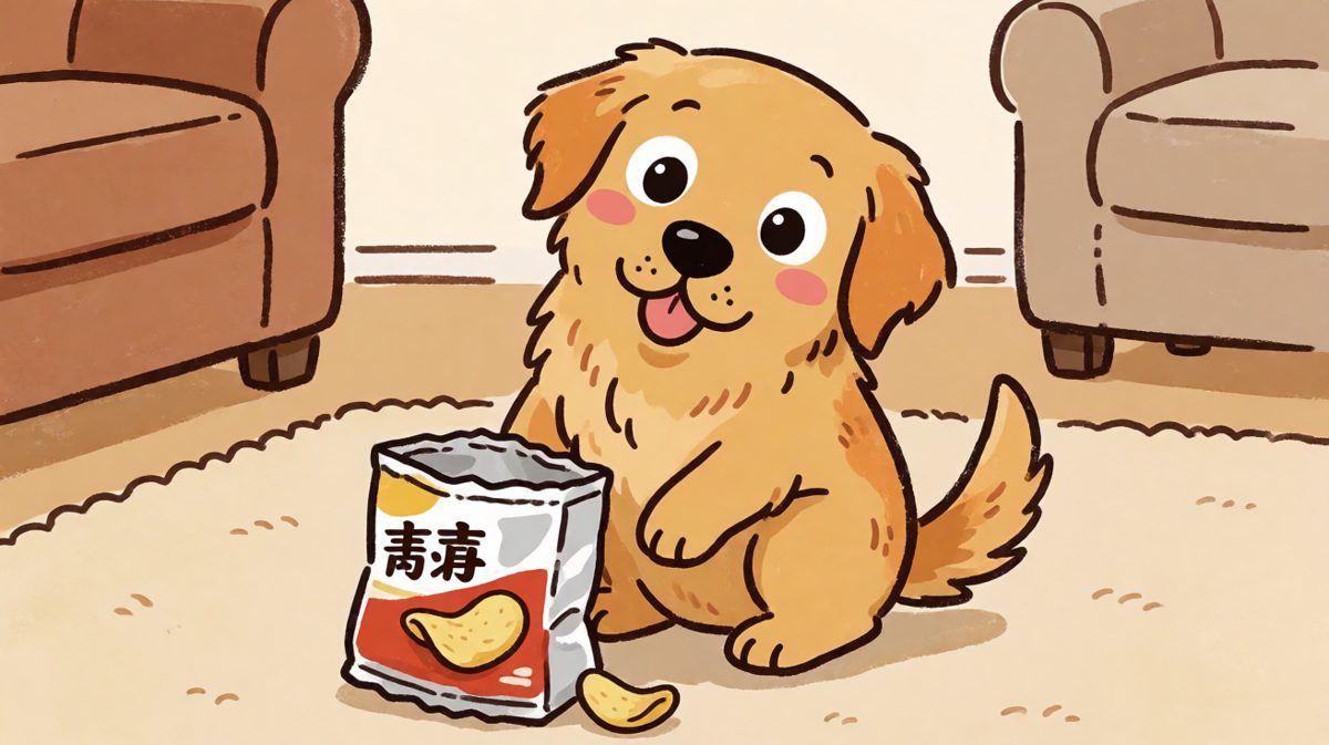 狗狗：不是我吃的，是袋子自己破的。
