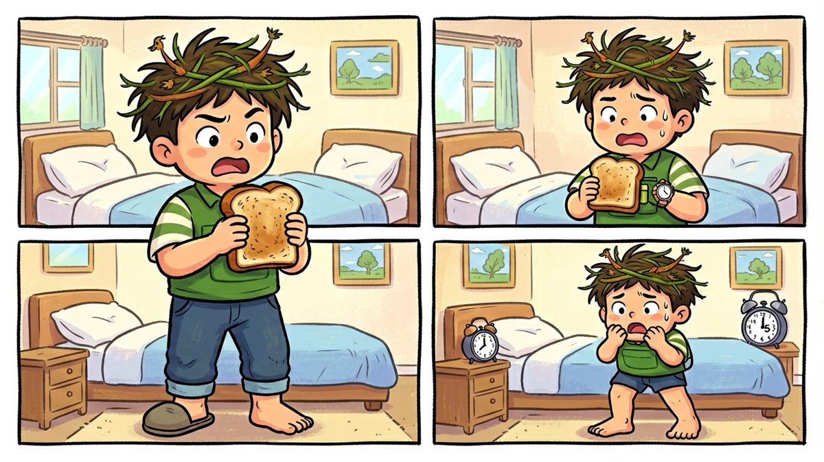 第二格：惊醒一看，迟到了！