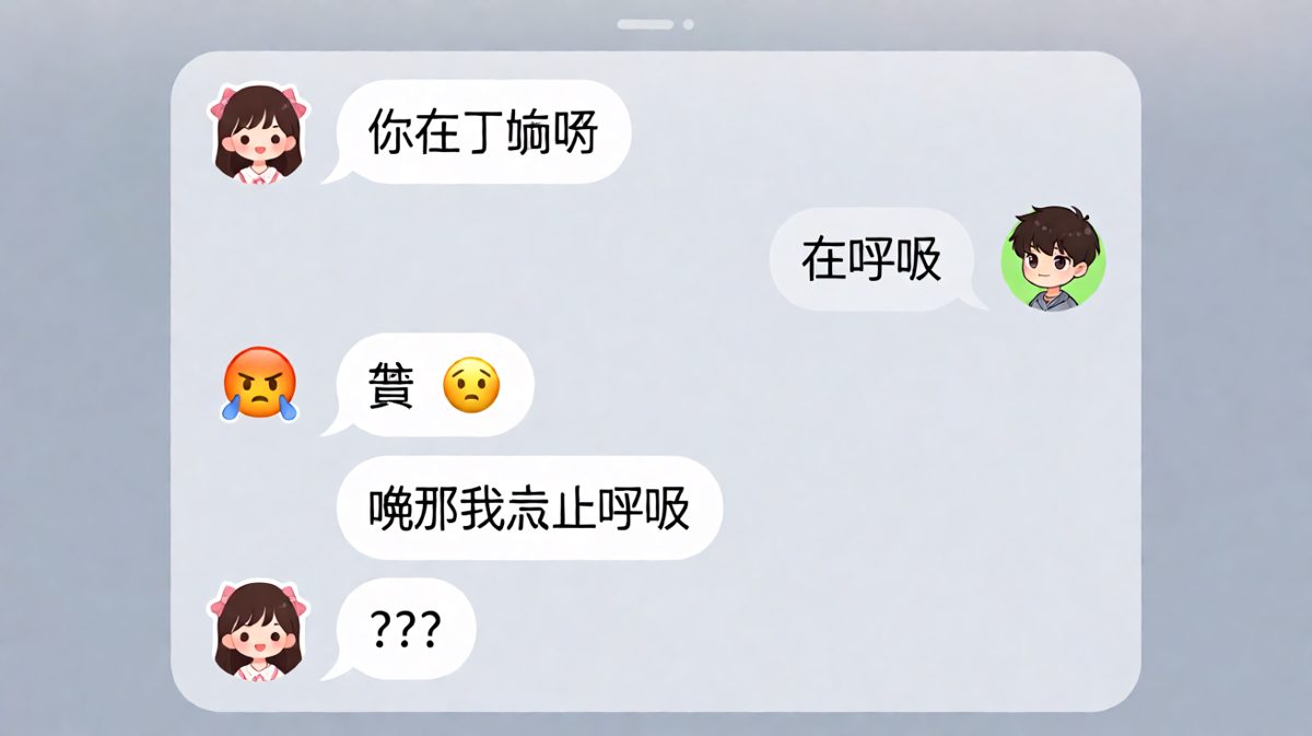 男生说在呼吸，还说要停止呼吸，女生已气到无语。