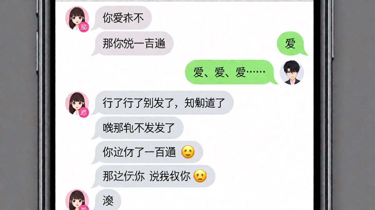 男生用一百遍的爱成功把女朋友聊崩了。