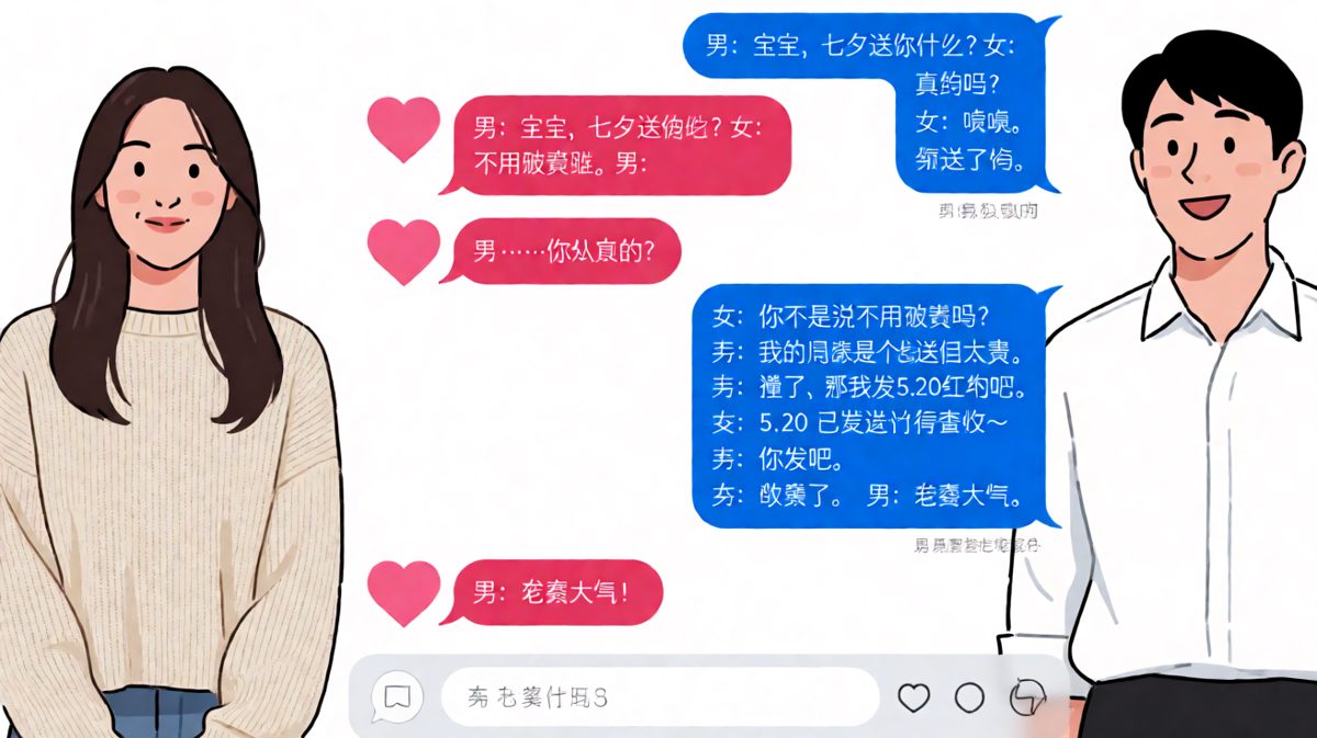 情侣间的「不用破费」，翻译过来是「你敢不送试试」。