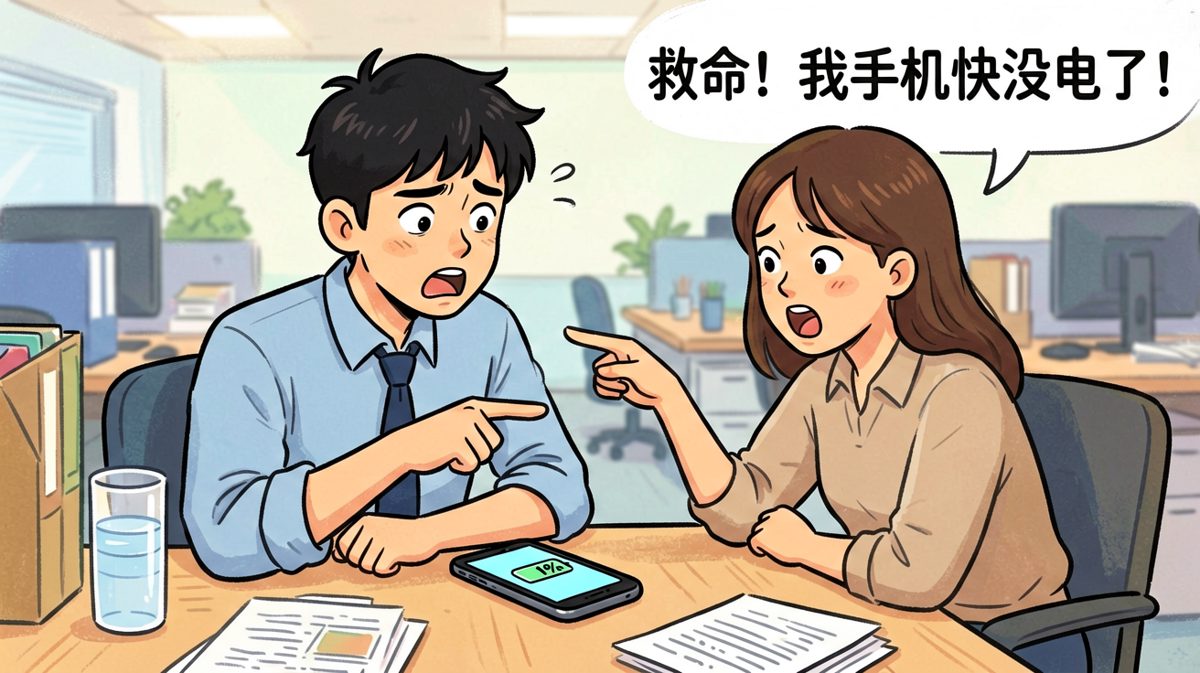 小明手机电量告急，急忙向同事小红求救