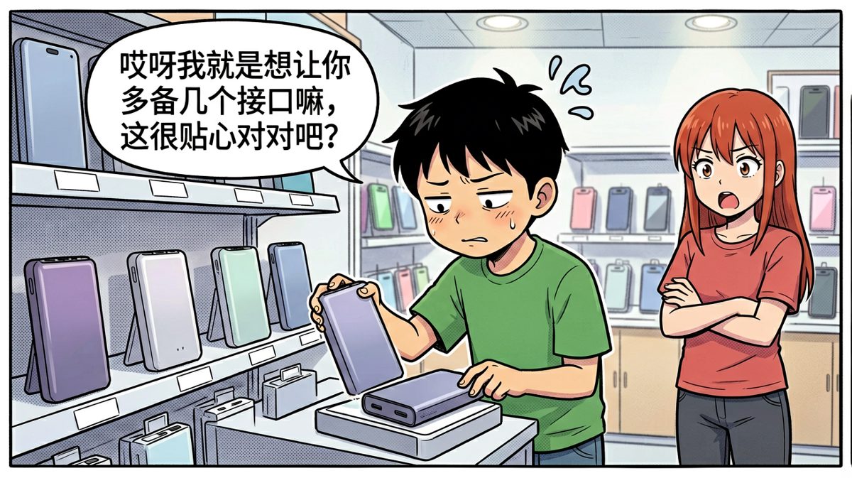 最终小明自己买了个普通充电宝，小红还觉得自己超贴心
