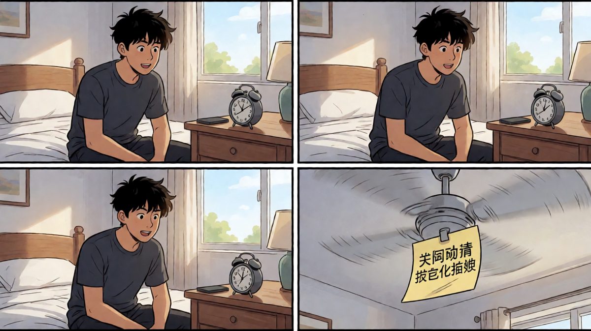 中午12点，才意识到睡过头了……