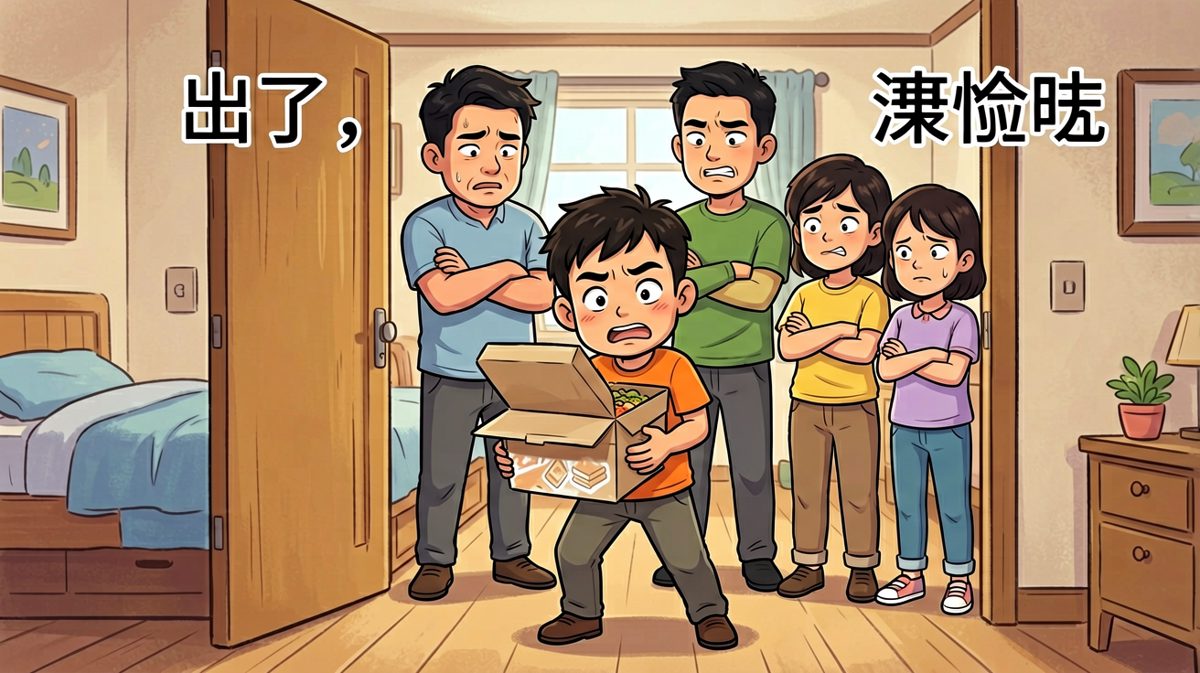 取完外卖发现全家人都在门口盯着自己