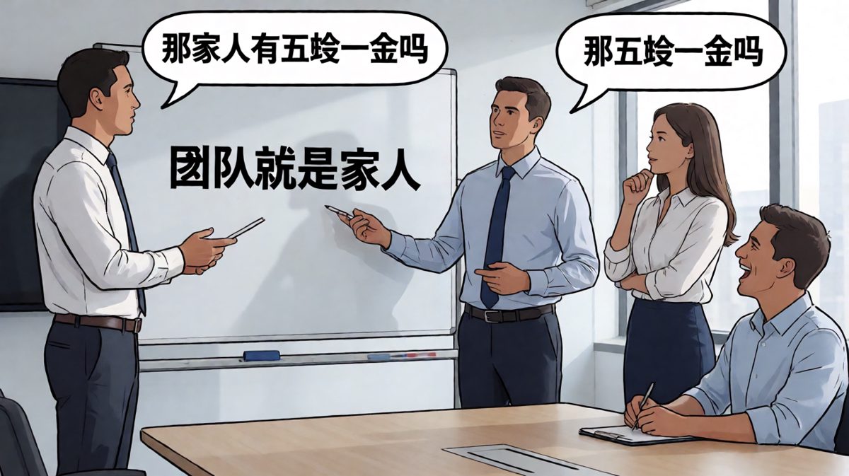 员工：'家人有五险一金吗'，老板：'……'