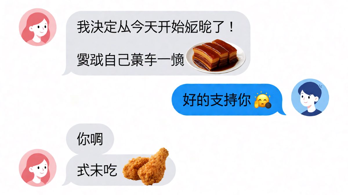 女生发誓减肥，男生反手就点炸鸡
