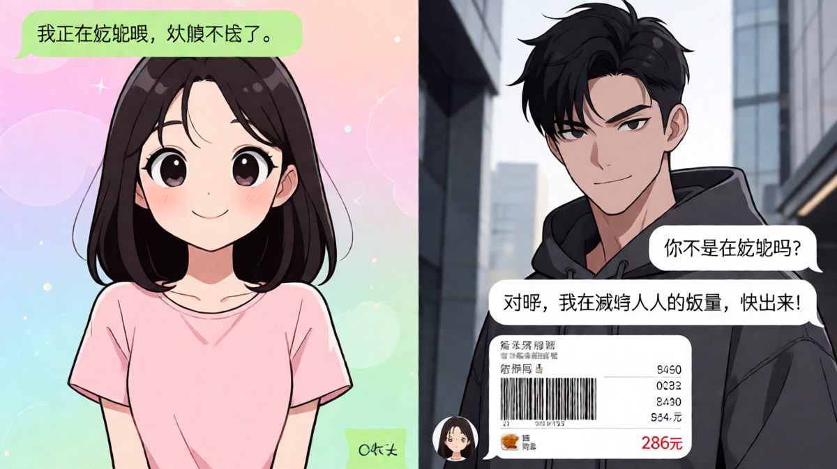 她说在减肥，结果点了满桌的外卖喊你去救场