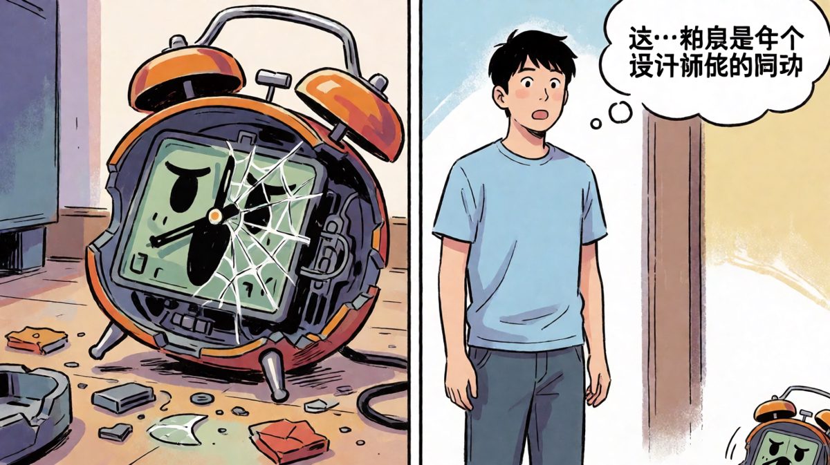 闹钟碎了但还在响，打工人彻底崩溃