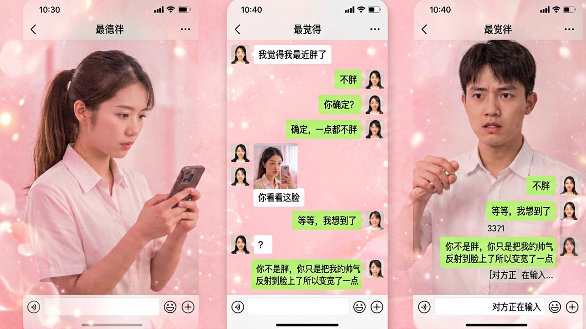 送命题「我胖了吗」，男生靠一张嘴把锅甩回给自己成功脱险