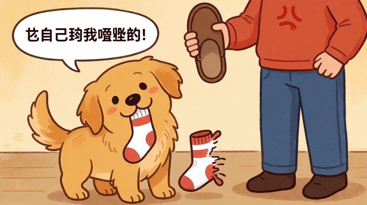 沙雕狗子：不是我，是袜子先动的手。