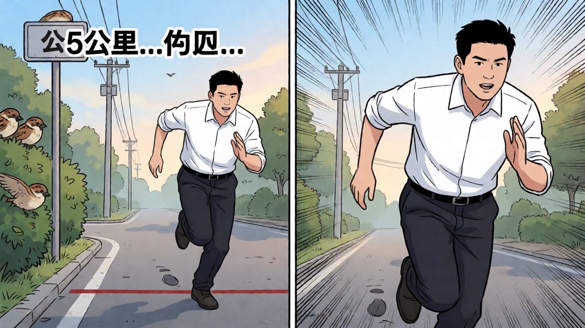 跑了不到50米就崩溃了