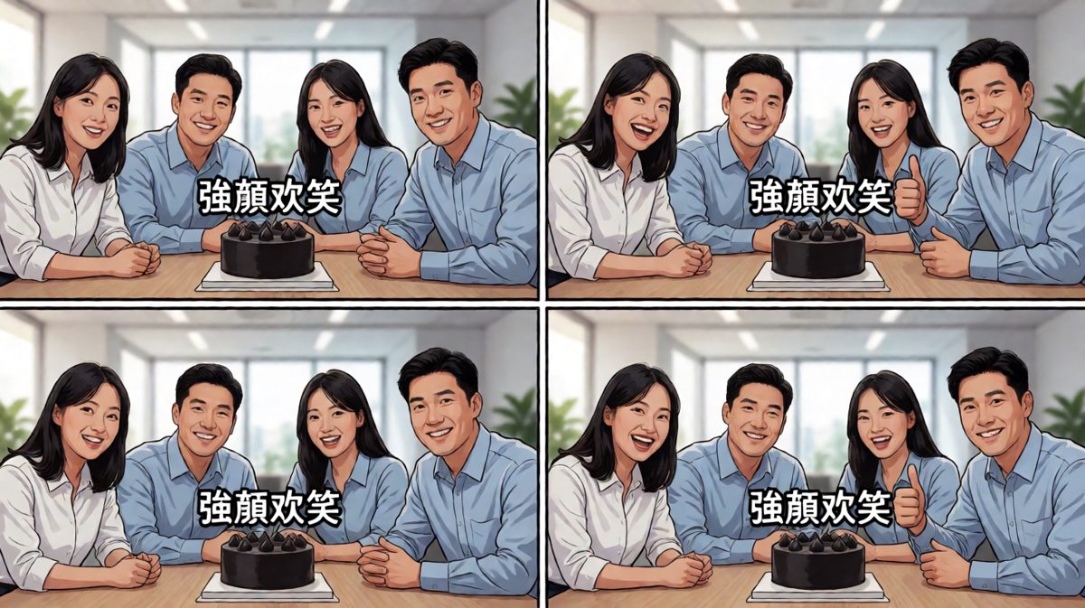 同事们集体奥斯卡影帝附体，一边吃一边演'超好吃'。