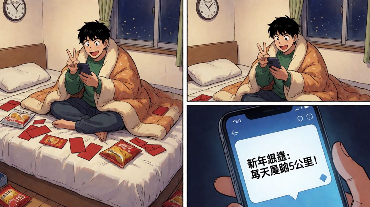 新年零点钟声敲响，主角立下宏伟Flag。