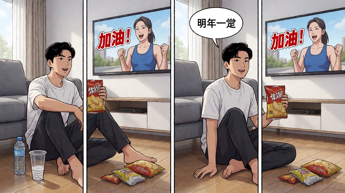 坚持了三分钟，宣布明年再战。