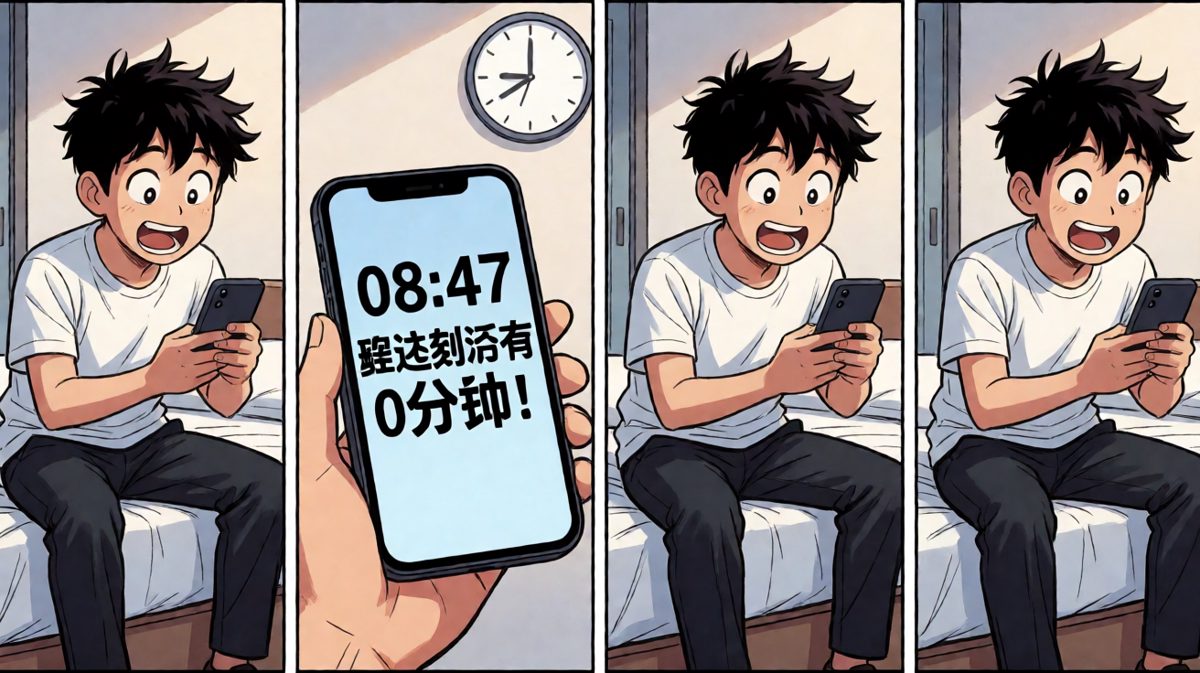 睁眼一瞟：完了！要迟到了！