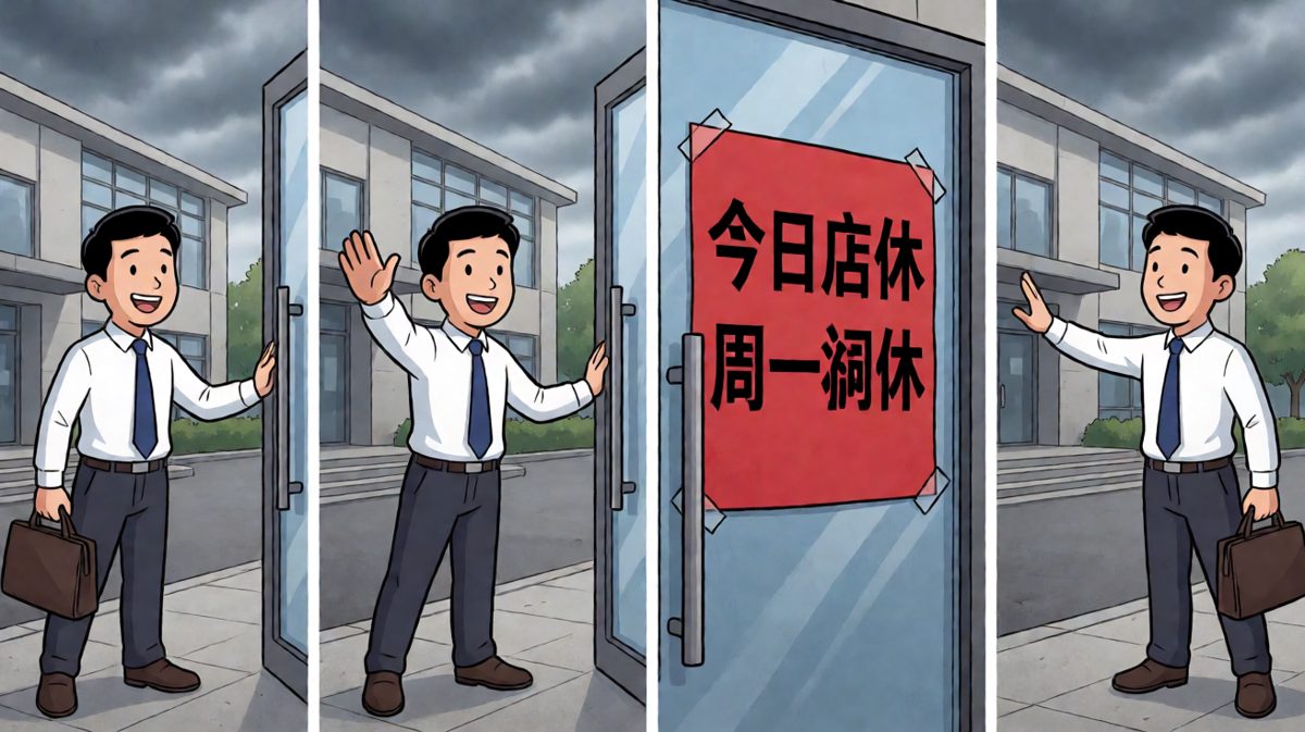 到达公司：今天居然……是调休日？