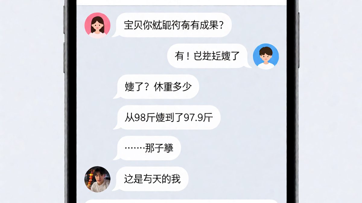 减肥成果从98斤到97.9斤，然后顺手发了张夜宵自拍