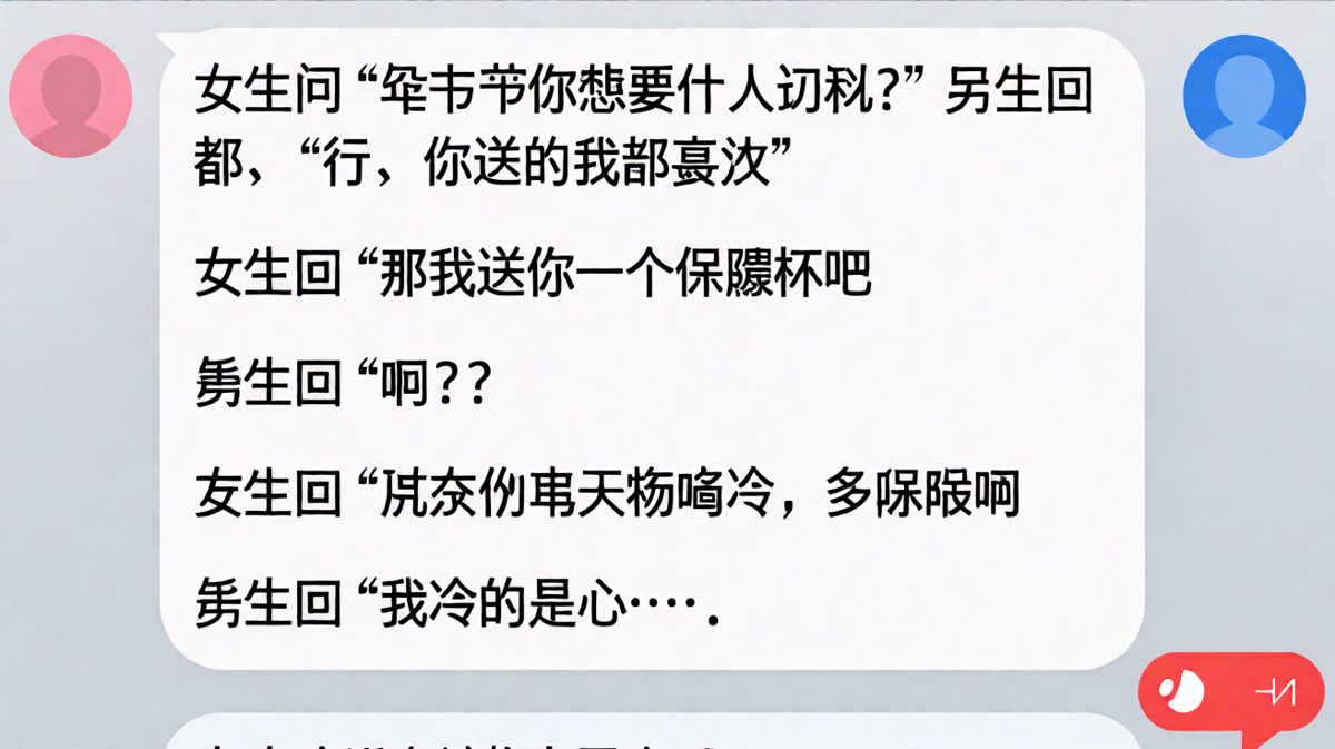随口说想要保温杯，结果女生真送了，还有一堆理由
