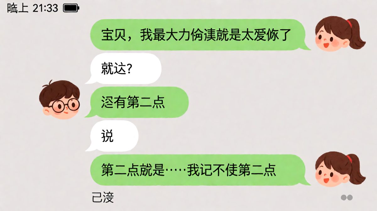 男生以为自己在表忠心，结果卡壳了