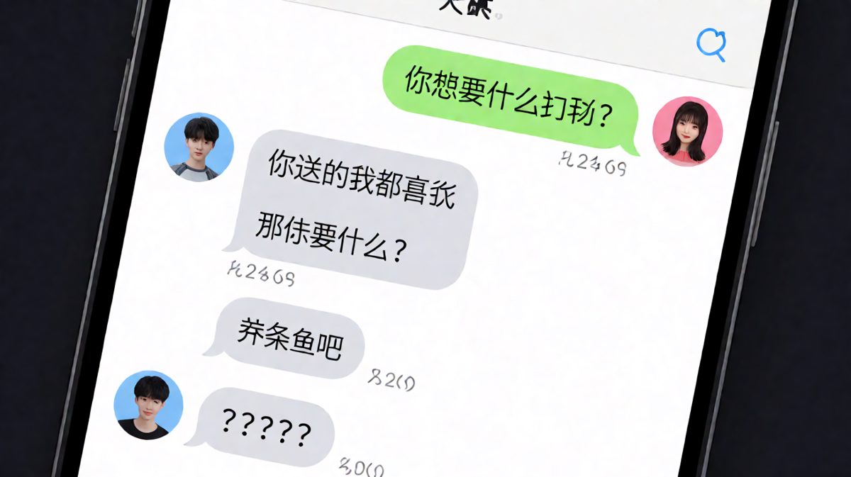男生随口说'养条鱼'，女生直接问号三连