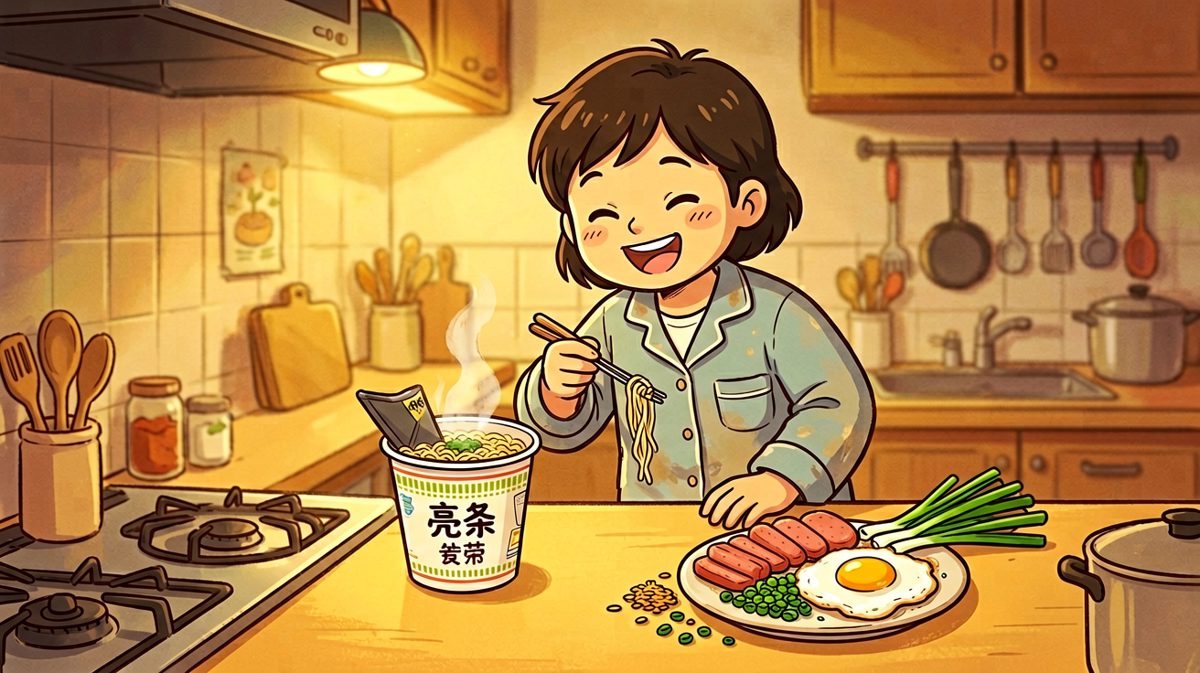 深夜食堂开业，泡面加料仪式感拉满