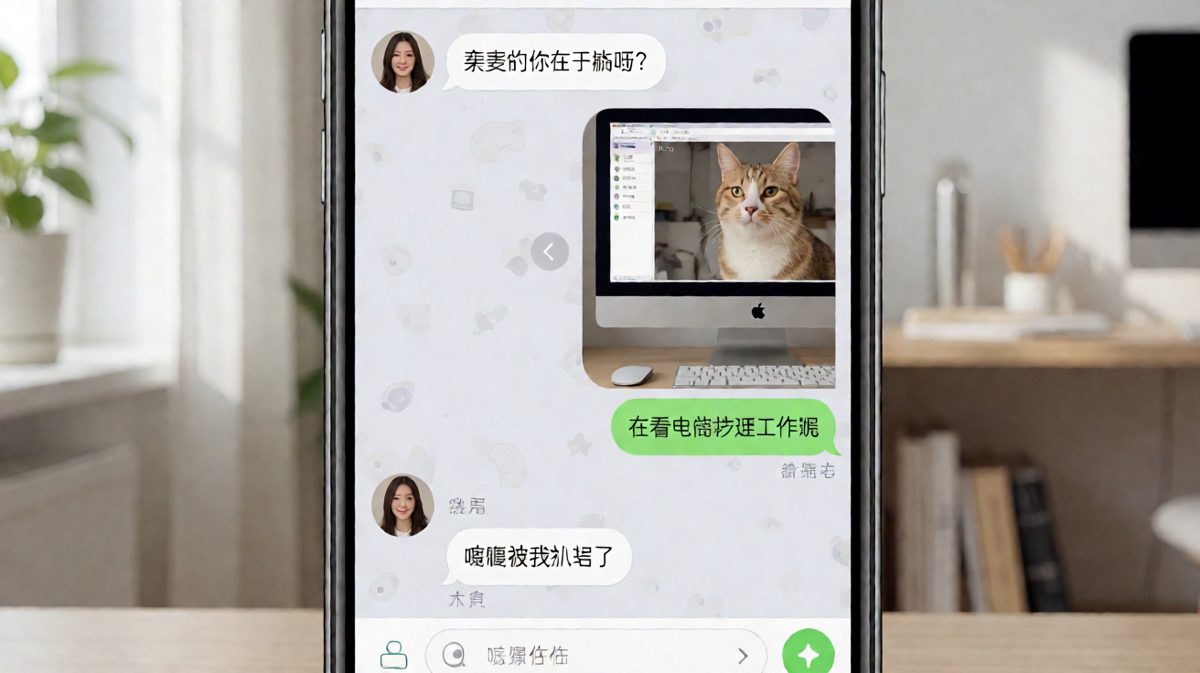 男生假装在加班，实则偷看萌宠视频被抓包。