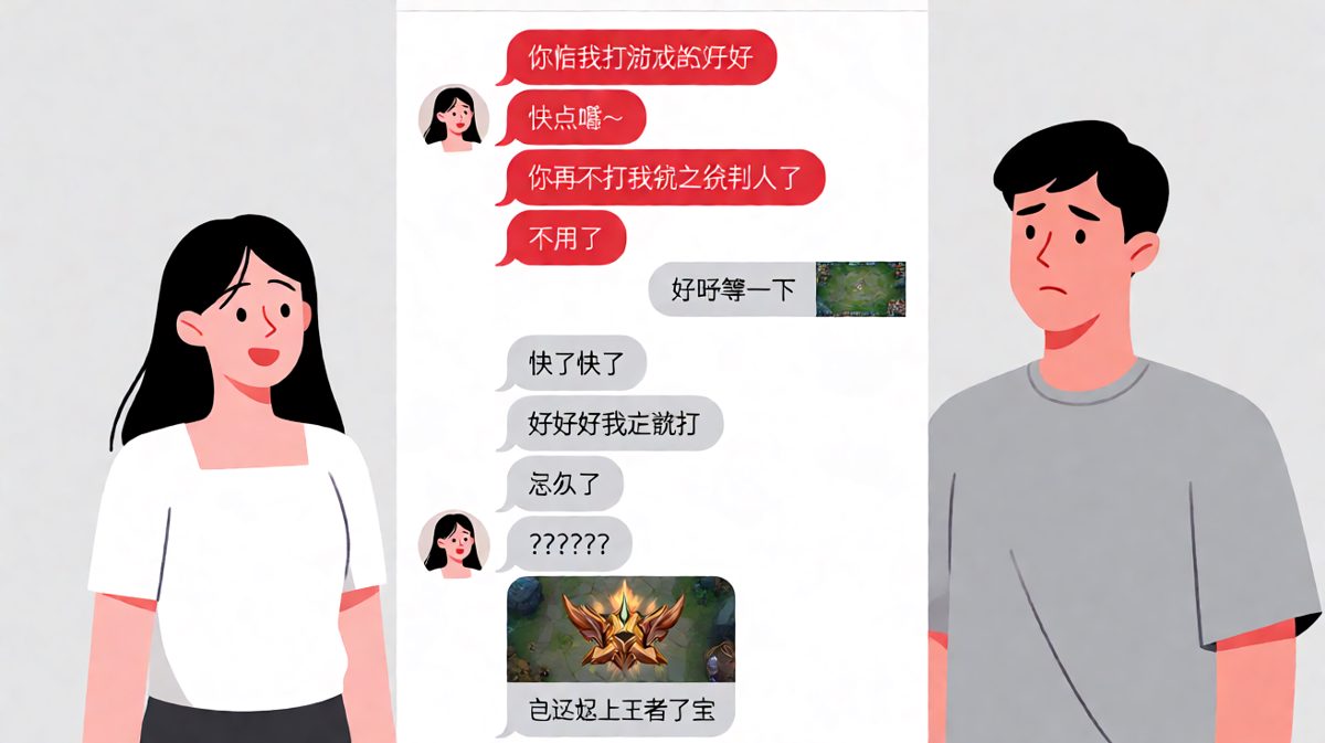 假装要找人打游戏逼男友上线，结果人家早就是了王者。