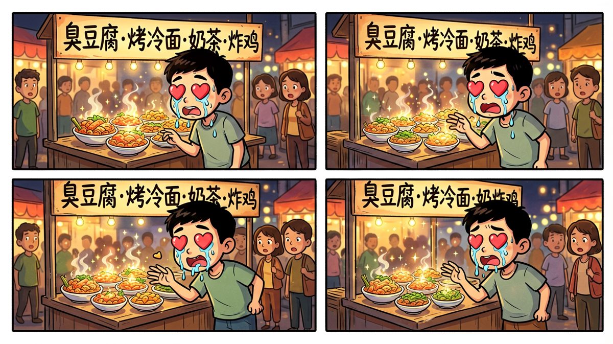 然而下班路上的夜市，简直是减肥路上的最大考验！
