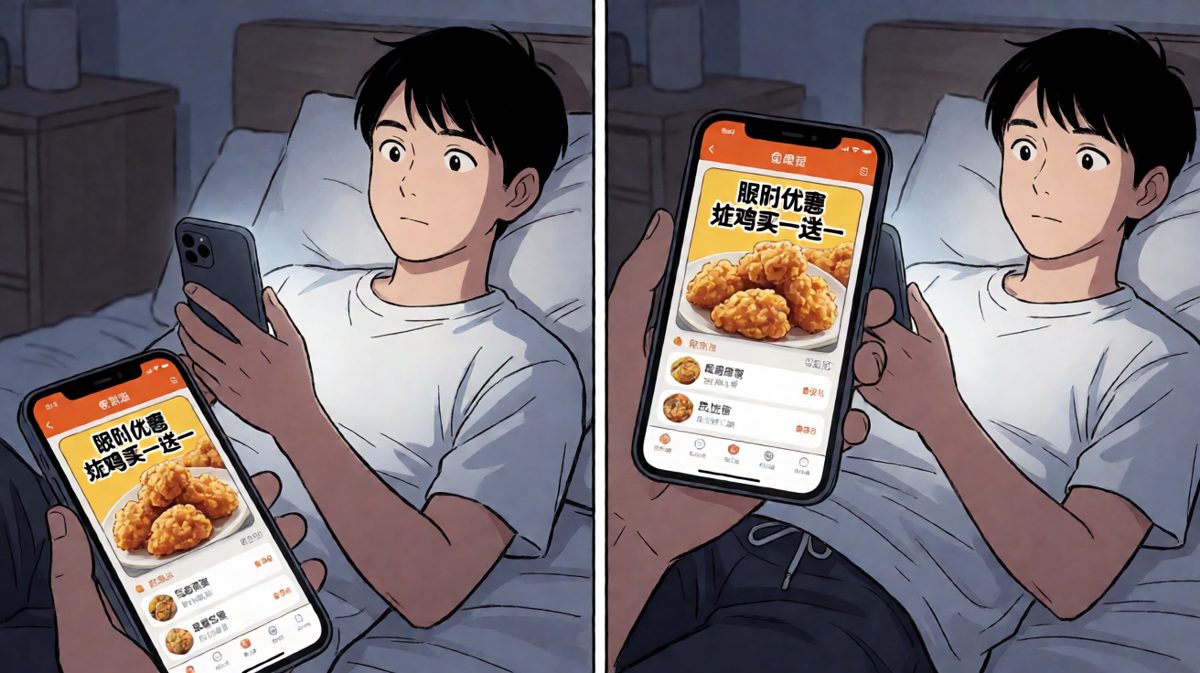 深夜刷手机，外卖广告精准命中