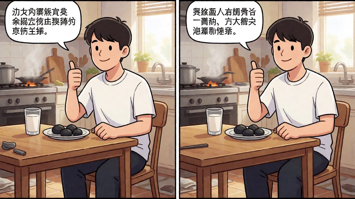 尽管一塌糊涂，还是坚强地比了个大拇指。