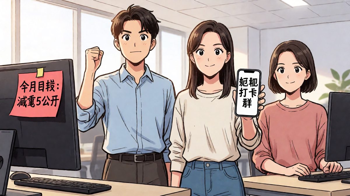 两位同事信誓旦旦立下减肥flag，气氛热血激昂。