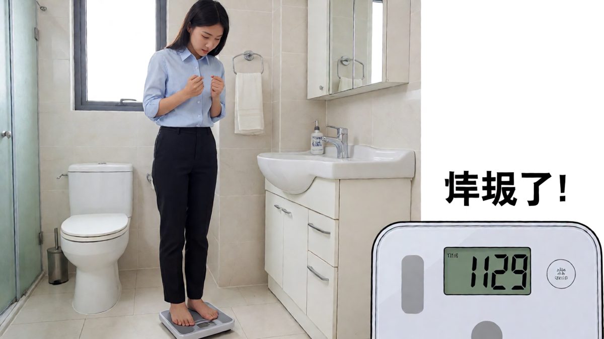 看到体重数字后崩溃的我