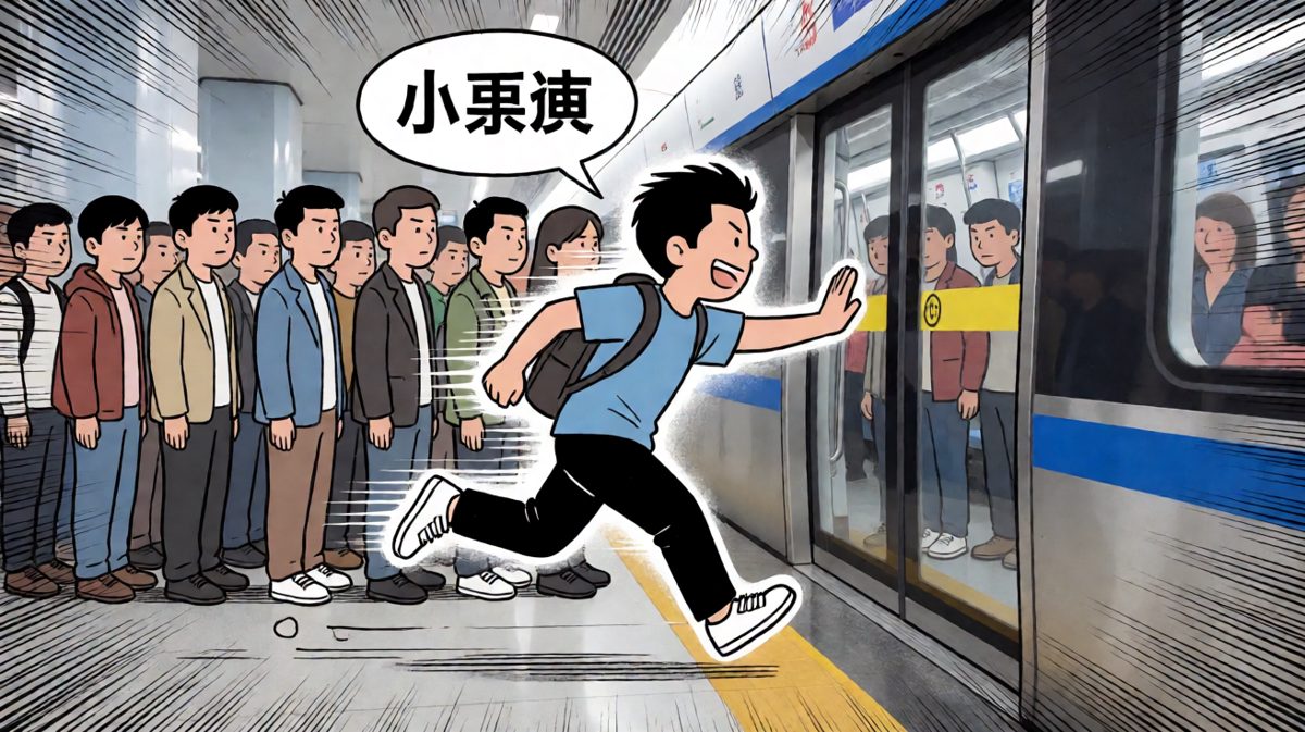 门要关了！挤进去了……脸也挤进去了