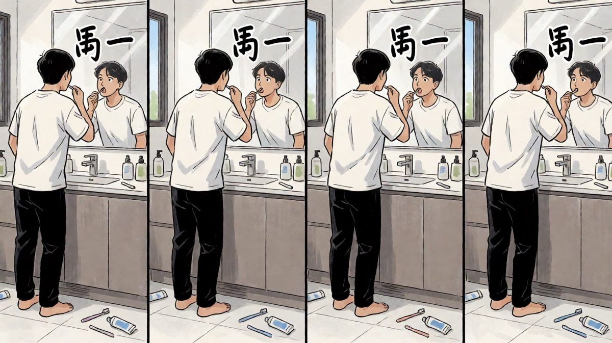 刷完牙发现脸上全是泡沫，头脑逐渐清醒