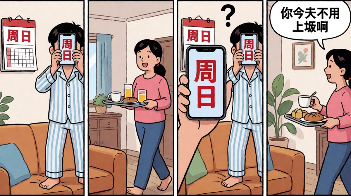 闹钟响了一周，结果今天是周日……