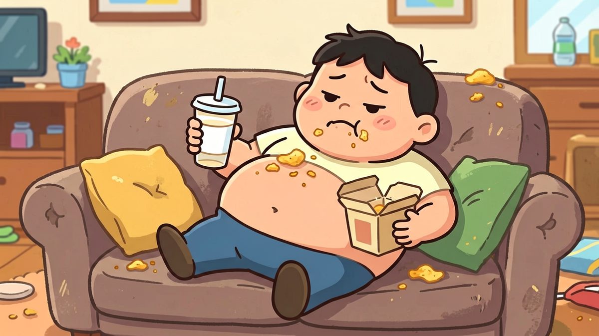 吃完之后，摸着圆滚滚的肚子自我安慰。